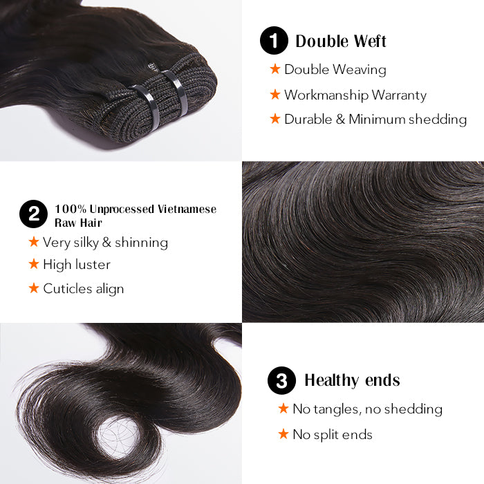 11A Raw Vietnamese Body Wave Hair Bundles 3 11A Raw Vietnamese Body Wave Hair Bundles - Image 2