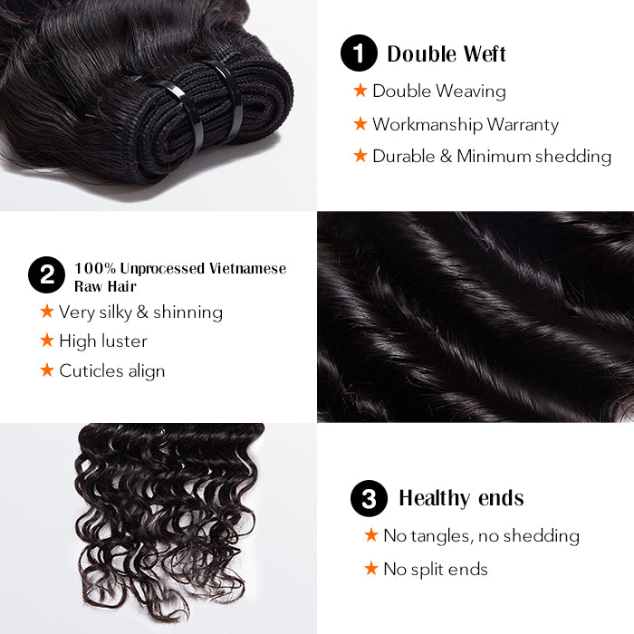 11A Raw Vietnamese Deep Wave Hair Bundles 3 11A Raw Vietnamese Deep Wave Hair Bundles - Image 2